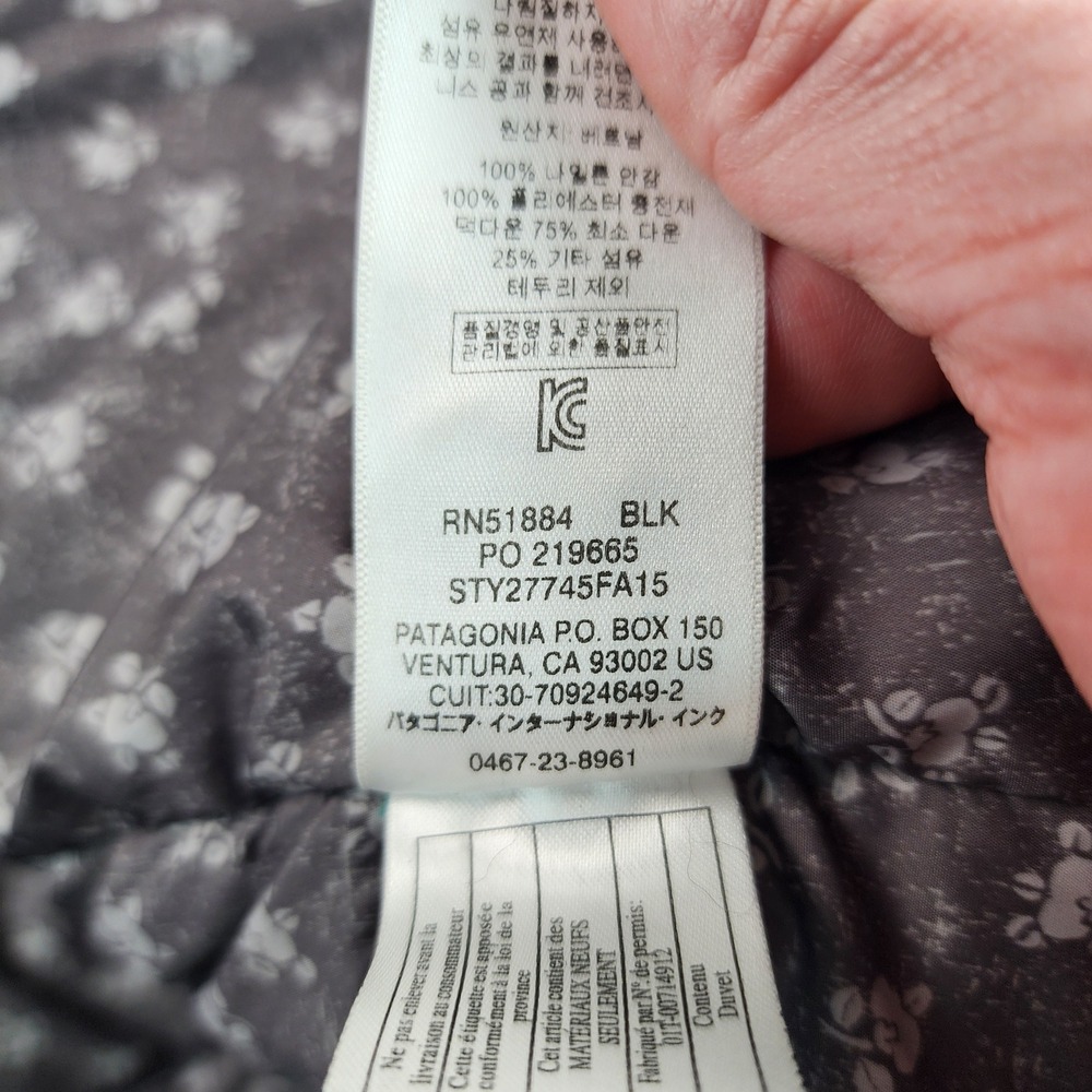 Patagonia Bivy Hooded Down Vest Black Gray Western Puffer 27745 Womens Medium - Picture 6 of 8